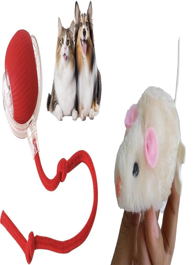 PET FUN Interactive Cat Ball Toy with Rope Tail | Smart Rolling Indoor Play Ball | Multicolour Wind-Up Key Mouse Toy for Cats & Small Pets | Realistic Plush with Twirling Tail Combo of 2 - Image 1